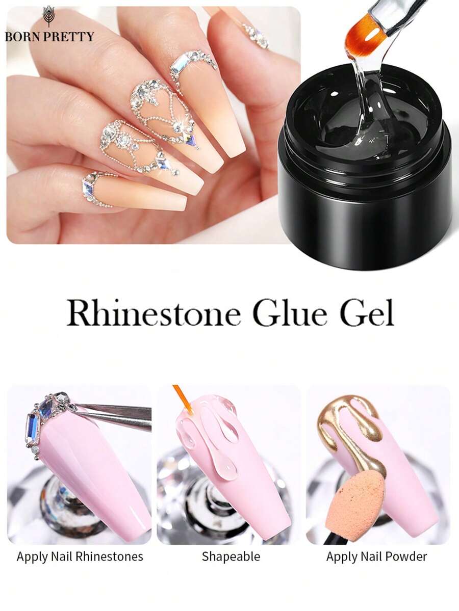 BORN PRETTY 5g Rhinestone Glue Gel Shapeable Easy To Apply Nail Rhinestones Long Lasting And Extremely Sticky Soak Off UV LED Gel Nail Salon Home DIY - 5G - View 1
