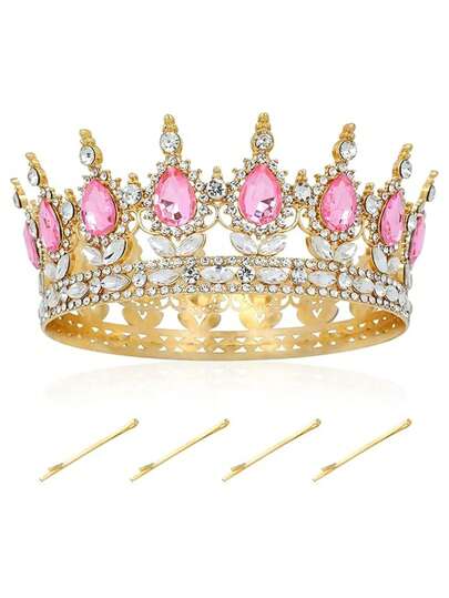 时尚水晶女王皇冠，新娘头饰，女士水晶皇冠，女孩适用，适合婚礼、生日派对、舞会、礼物，适合公主婚礼头饰、新娘皇冠。