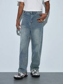 Modcrash 男士休闲牛仔裤，蓝色，时尚日常穿着，适合春夏穿着 - 中等水洗藍 - 查看 3