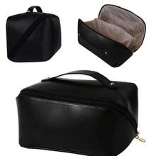 Customizable Large Capacity PU Leather Cosmetic Bag Personalized Travel Toiletry Bag With Handle And Multi-Pocket Interior - Multicolor - View 5