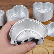 30个/包 一次性铝箔心形烘焙杯，金色/银色/红色可选，适用于烤箱和空气炸锅 - 彩色 - 查看 8