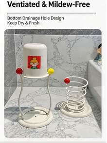 Giá đựng kem đánh răng và bàn chải đánh răng màu trắng, thiết kế thoát nước ngược, giá để cốc súc miệng và bàn chải đánh răng trên mặt bàn phòng tắm, giá đựng kem đánh răng phòng tắm. - Nhiều màu - Xem 8