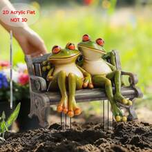 1/2 piezas Estacas de jardín de rana de acrílico retro, adecuadas para decorar el patio, el jardín, el césped, agregando diversión a los parques, 2D - Multicolor - Ver 8