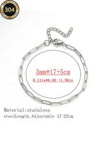 Znice不锈钢闪亮不对称刀锋极简手链，时尚个性化首饰套装，适合日常佩戴、派对佩戴、海滩度假佩戴，防水耐用 - 銀色 - 查看 6