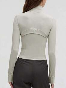 Lululemon Define Cropped Jacket Nulu Jade Grey-For Yoga Gym Running-Sweat-Wicking-Yoga-All Seasons Sport-Spring/Summer-Autumn/Winter-Back To School - Jade Grey - 查看 3