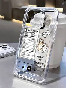 1件装 时尚猫咪音乐播放器图案字母拼接美学全覆盖透明TPU防指纹手机壳，兼容 16 Pro Max/16/16 Pro/16 Plus/11/15/15 Pro/15 Pro Max/12/13/14 Pro Max/XS/XR/11 Pro/11 Pro Max/12 Pro/12 Pro Max/13 Pro/13 Pro Max/7 Plus/14 Pro/14 Pro Max/14 Plus/7 Plus/8 Plus/8/SE2/12 Mini/13 Mini，硬壳防黄变 - 彩色 - 查看 3