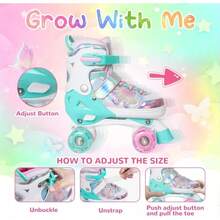 Patines De Ruedas Para Niños, Cuadriláteros Ajustables Con F - Rosa - Ver 3