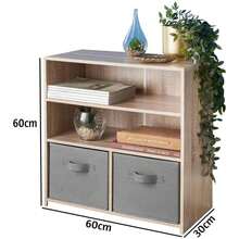 Organizer Shelving Unit With 2 Cube Wooden Storage Baskets Bookcase Cabinet - View 5