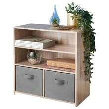 Organizer Shelving Unit With 2 Cube Wooden Storage Baskets Bookcase Cabinet - View 6