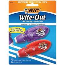 BIC Wite-Out Brand Mini Twist Correction Tape, 26.2 Feet, 2-Count Pack Of White Correction Tape, Fast, Clean And Easy To Use Tear-Resistant Tape Office Or School Supplies - / - View 1