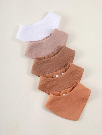5pcs/Set Baby Bibs, Soft Absorbent Cotton Muslim Burp Cloths, Breathable & Comfortable
