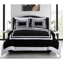 Wyatt 7-Piece Square Pattern Hotel Style Bed In A Bag Comforter Set With Bed Sheets - Black/White - View 6