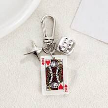 1pc Creative Dice & Playing Card Keychain, Backpack Charm, Fashion Accessory, Bag Pendant - Multicolor - View 13