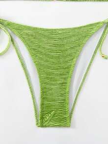 Bộ bikini buộc dây hở lưng gợi cảm, chất liệu co giãn vừa phải, đồ bơi 2 mảnh dành cho nữ. - màu xanh lá - Xem 4