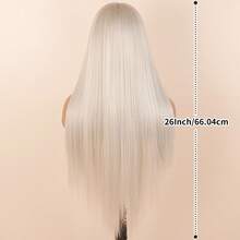 Platinum White Color 13x6 Synthetic Lace Front Wigs Glueless Natural Hair Line HD Transparent Long Silky Straight Hair Halloween Red Wigs 26 Inches Heat Resistant Fiber Hair Wigs For Fashion WomenBaby Hair Daily Use Party Weddings Cosplay - Platinum - 查看 4