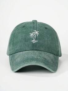 1pc Women Embroidered Palm Tree Washed Baseball Cap, Adjustable Outdoor UV Protection Sun Hat For Spring Autumn Travel Beach Vacation, Y2K Style Unisex Youth Cap - D - View 15