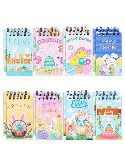 8pcs Easter Egg Themed Spiral Notebook Set, Featuring Colorful Cartoon-Style Easter Egg Designs. This Beautifully Designed Notebook Set Uses Convenient Spiral Binding, With Blank Pages For Writing. Suitable For Easter, Birthday, Easter Gifts, Easter Egg Hunt Parties, Easter Decorations, An Ideal Easter Party Gift And Perfect Easter Accessory.