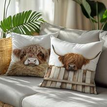 4Pcs Natural Plant Pattern Throw Pillow Covers - 17.7*17.7 Inches, (Reeds, Daisies, White Wildflowers, Papyrus), Single-Side Print, Suitable For Living Rooms, Bedrooms, Sofa , Cars Decor, Machine Washable With Zipper, Not Insert Included - Multicolor - View 7