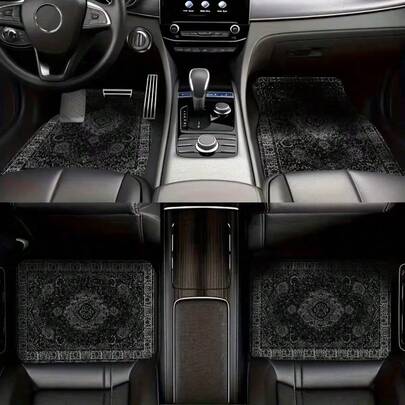 4 Stücke Marokkanischer Boho-Stil Universal Autofußmatten Set, geeignet für Schutz von Vorder- und Rücksitzen, passend für verschiedene Automodelle, modisches Auto-Accessoire, Allwetter-Teppich-Stil Autofußmatten