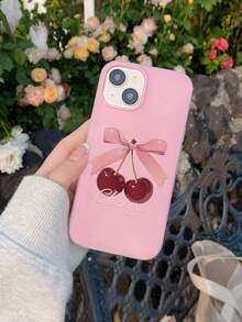 1个粉色樱桃蝴蝶结“Cherry”字母手机壳，粉色PC+TPU半透明磨砂双层保护壳，马卡龙风格手机壳，少女风，蝴蝶结美学时尚手机壳，手机套，可爱手机壳，兼容 11/12/13/14/15/16/16 Plus/16 Pro/16 Pro Max/17/17 Pro/17 Pro Max，适合少女心爱好者、蝴蝶结美学爱好者，生日、情人节、周年纪念日和日常使用，快速发货 - 粉色 - 查看 4
