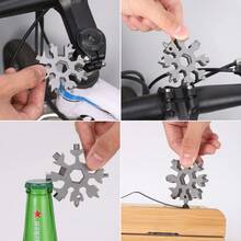 Bộ dụng cụ đa năng 18 trong 1 bằng thép không gỉ hình bông tuyết, bao gồm cờ lê lục giác, tua vít, dụng cụ mở nắp chai, thích hợp cho cắm trại ngoài trời, sửa chữa xe đạp, bảo trì hàng ngày tại nhà, dụng cụ sửa chữa đa năng di động và bền bỉ. - Nhiều màu - Xem 8