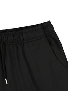 1pc Men's Solid Color Casual Loose Fit Knee Length Shorts, Versatile For Daily Commute, Streetwear, Outdoor Exercise, Running, Fitness, Leisure, Spring/Summer - Black - View 5