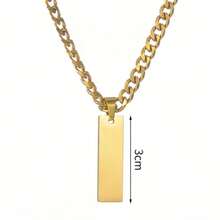 1 Pc Custom Name Stainless Steel Cuban Chain Square Pendant Necklace - Multicolor - View 3