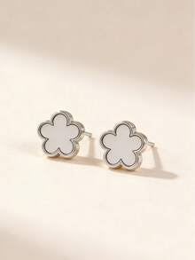 1 Set Jewelry For Women Includes 1 Necklace With Clover Pendant, 1 Bracelet, 1 Pair Of Earrings, 1 Ring, 1 Bangle - 銀色 - 查看 8