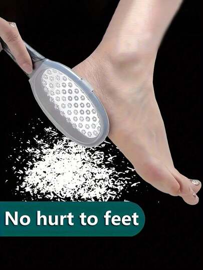 1 pieza Raspador de pies profesional de acero inoxidable, diseño a prueba de salpicaduras, mango ergonómico, superficies de lijado grueso y fino, estructura de plástico duradero, adecuado para pedicura y manicura en el hogar, regalo perfecto para graduación, Acción de Gracias, Navidad