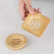1 Piece OPP Bamboo Soap Holder - Round Natural Wood Soap Dish With Drainage Holes, Suitable For Bathroom, Hand Soap, And Kitchen Use, Durable And Moisture-Resistant Design - 1pcs Square Bamboo Soap Dish - View 4