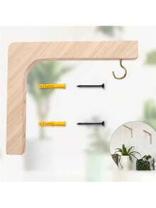 1个/2个植物吊架，室内植物壁挂式花盆，木质壁挂式植物挂钩，灯笼篮挂钩，植物架，风铃，装饰品 - 原色 - 查看 14