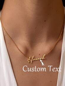 Customized Name Necklace Pendant, Stylish And Simple Personalized Handmade Cursive Letter Necklace, Stainless Steel Name Necklace, Mother's Day Jewelry, Valentine's Day Gift For Her, Exquisite Women's Necklace. - Multicolor - View 3