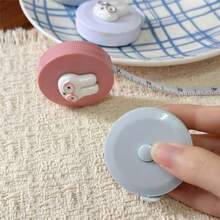 1pc Cartoon Mini Rabbit Soft Ruler, Round Portable Leather Soft Ruler, Can Be Used To Measure Bust, Waist And Hip, Clothing Size Measuring Tape - A - View 3