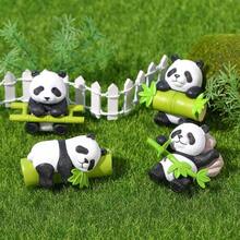 4pcs/8pcs Cartoon Panda Model, Cute Panda Micro Landscape Decor, Computer/TV Display Animal Decoration, Car Navigation Screen Decor, Bamboo Panda Plush Doll, Suitable For Birthday Gift Bag, Party Filler, Classroom Reward And Carnival Prize - Multicolor - View 10