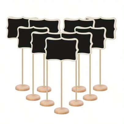 5/10/15pcs Mini Wooden Chalkboard Signs, Suitable For Table Numbers, Message Boards, Great For Weddings, Birthdays, Special Events, Valentine's Day Parties, BBQ & Baking Tools
