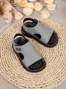 时尚休闲平底凉鞋，适合幼儿、小童、大童，简约优雅的软底婴儿鞋 - 灰色 - 查看 4