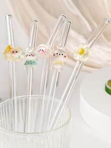 [1/6 cái] Ống hút thủy tinh nhỏ nhiều màu dễ thương trang trí hình rùa, ống hút cong có thể tái sử dụng cho sữa lắc, sữa, trà, nước ép, cocktail, đồ uống lạnh, quà tặng bạn gái, cửa hàng tráng miệng, nước ngọt, quầy ăn nhẹ, văn phòng, quán bar, nhà hàng - trong suốt - Xem 9