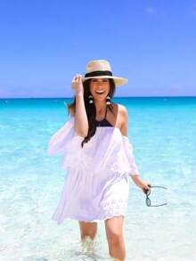 1pc Unisex Summer Sun Protection Straw Hat, Wide Brim Beach Hat, Travel Panama Hat - A - View 3