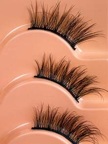 14 Pairs D Curl Half Lashes Natural Looking 3/4 False Eyelashes Cat Eye Lashes Accent Eyelashes 3D Multi-Layers Wispy Half Fake Lashes Cross Styles For Fashion Girls Christmas Festivals - Black - View 4