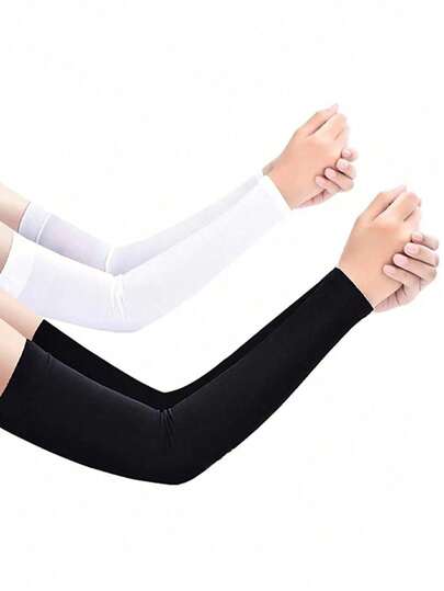 5 Pairs Black & White Women's UV Protection Arm Sleeves, Lightweight Breathable Elastic Sun Sleeves Suitable For Outdoor Sports, Travel, Driving