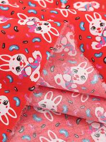 1pc Cute Candy Rabbit Red Polyester Fabric, Adorable Handmade DIY Pre-Cut Fabric - Red - View 3