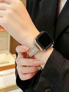 奢华钻石表带，适用于 38/40/41/42/44/45/46/49 毫米尺寸，兼容 Ultra/SE/Series 10/9/8/7/6/5/4/3/2/1 表带 - 銀白鑽石 - 查看 2