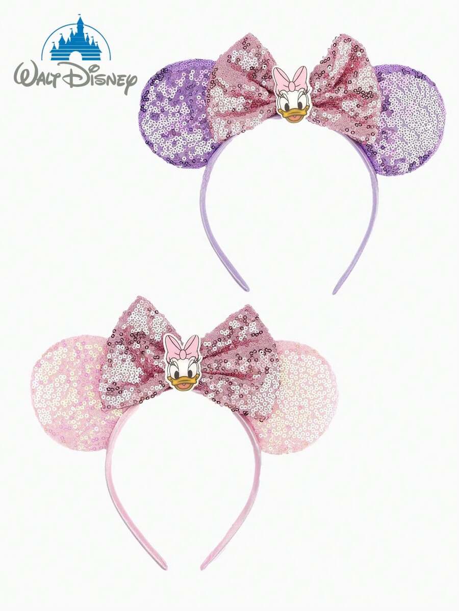 Disney 迪士尼黛丝鸭主题米妮发箍，1个装，采用可爱的黛丝鸭设计，搭配闪亮的米妮耳朵，是女孩生日派对、角色扮演活动和主题公园游玩的完美之选，也是任何派对装扮的理想搭配。这款卡通米妮耳朵发箍是公主角色扮演和生日庆祝活动的完美配饰（发饰、发箍、女士发箍）。 - 款式隨機 - 查看 1