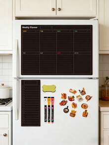 1/18pcs Refrigerator Planner Stickers + Baking Sticker Set, Magnetic Whiteboard Memo Notes, Erasable Reminder Board, Magnetic Sticky Notes - one-size - View 7