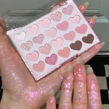 K'APEINE 20-Color Heart-Shaped Pink Eyeshadow Palette - Matte, Pearl, Glitter Eyeshadows | Cute & Sweet Neutral Tones, Easy To Blend, High Pigmentation, Long-Lasting | Valentine's Day Themed Eyeshadow Set, Suitable For Daily, Date, And Party Makeup - Pink - View 7