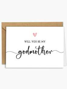 1pc Godmother/Godfather Proposal Card With Envelope, "Will You Be My Godmother/Godfather?" Heart Greeting Card For Wedding Party - Multicolor - View 9