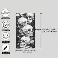 1条黑白骷髅印花沙滩巾，柔软舒适轻便，适合旅行、游泳、潜水、冲浪、瑜伽、露营等活动，是沙滩用品的理想之选。 - SSTJ10641 - 查看 3