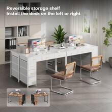 HLONONE Computer Desk With 6 Drawers, 120*50 Cm Wide Desk With Fabric Shelf, Sturdy Steel Frame, Vintage Wood Look, Ideal For Bedrooms And Living Rooms, Available In 3 Colors - trắng - Xem 6