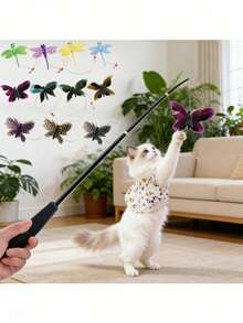 1 Set Realistic Dragonfly & Butterfly Pattern Cat Toys - Clip-On Interactive Hunting Attachments Without Tools, Ideal Easter Gifts For Kittens & Adult Cats - Multicolor - View 1