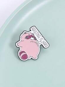 1pc "Adult Life Is Hard" Enamel Pin, Cute Raccoon Design Brooch, Lapel Pin, Backpack Decor, Jewelry Accessory, Gift For Friends - Pink - View 8